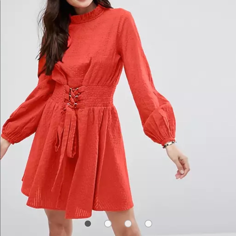ASOS Mini Dress in Grid Texture with Shirred Waist